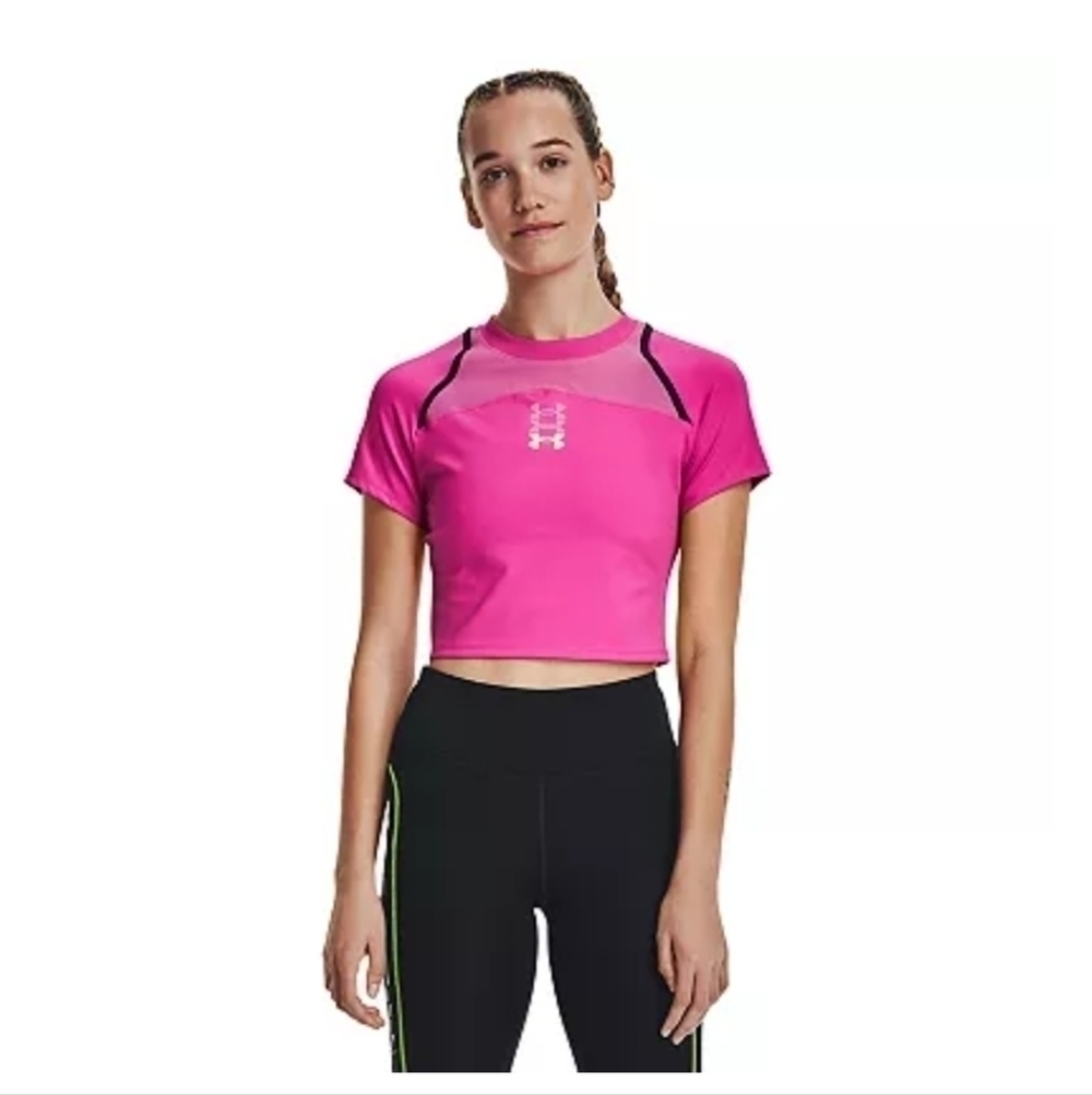 Under Armour Women's Run Anywhere Crop Top Pink XL